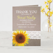 Sonnenblumen Burlap, Erste Heilige Kommune Danke Karte (Gelbe Blume)