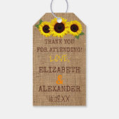 Sonnenblumen Burlap-Herbstfarben nehmen Zuhause S' Geschenkanhänger (Rückseite)