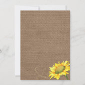 Sonnenblumen Burlap Hochzeit Probe Dinner Einladung (Rückseite)