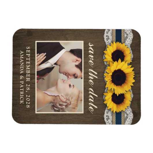 Sonnenblumen Burlap Lace Foto Speichern Sie die Da Magnet (Horizontal)