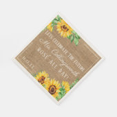 Sonnenblumen Burlap Look Rustikales Hochzeitssembl Serviette (Ecke)