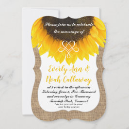 Sonnenblumen-Burlap-Typografie Einladung Hochzeit
