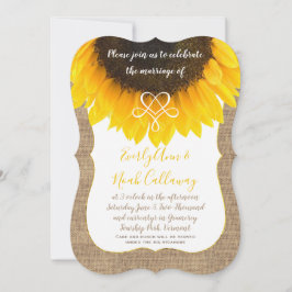 Sonnenblumen-Burlap-Typografie Einladung Hochzeit