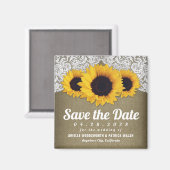 Sonnenblumen Burlap und Spitze Speichern Sie das D Magnet (Vorderseite/Rückseite)