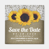 Sonnenblumen Burlap und Spitze Speichern Sie das D Magnet (Vorne)