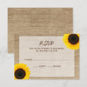 Sonnenblumen Burlap Wedding RSVP Response Card Karte (Vorne/Hinten)