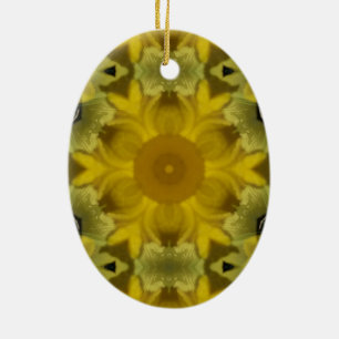 Sonnenblumen-Burst Gold Keramik Ornament