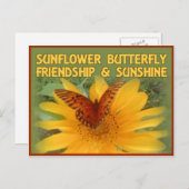 Sonnenblumen Butterfly Freundschaft & Sonnenschein Postkarte (Vorne/Hinten)