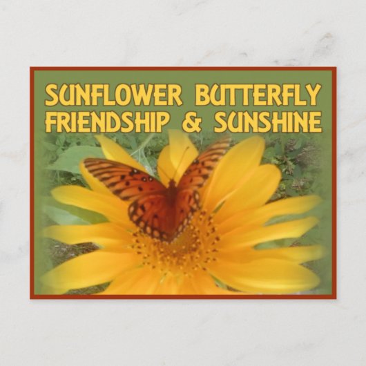 Sonnenblumen Butterfly Freundschaft & Sonnenschein Postkarte (Vorderseite)