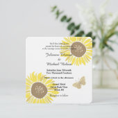 Sonnenblumen Butterfly Wedding Einladung (Stehend Vorderseite)