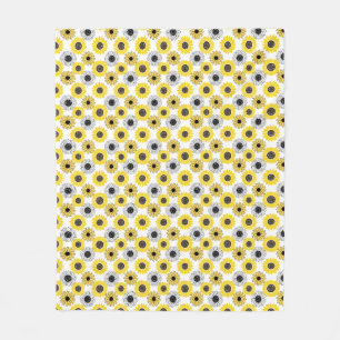 Sonnenblumen bx4 Weißes BG Fleecedecke