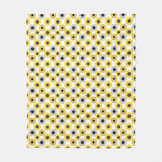 Sonnenblumen bx4 Weißes BG Fleecedecke (Vorderseite)