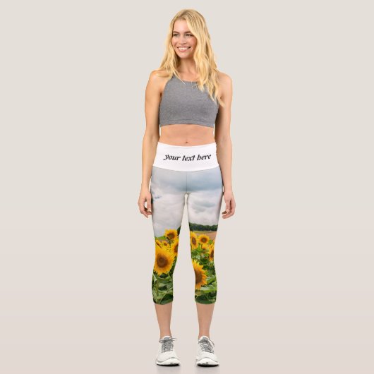 Sonnenblumen Capri Leggings (Vorderseite)