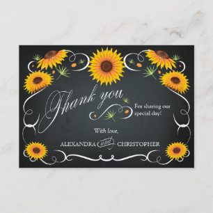 Sonnenblumen Chalkboard Floral Bold Vintag Vielen Dankeskarte