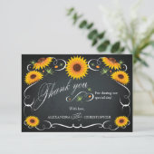 Sonnenblumen Chalkboard Floral Bold Vintag Vielen Dankeskarte (Stehend Vorderseite)