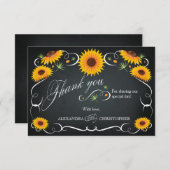 Sonnenblumen Chalkboard Floral Bold Vintag Vielen Dankeskarte (Vorne/Hinten)