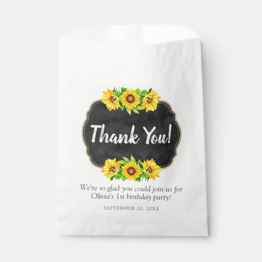 Sonnenblumen Chalkboard Landhaus Vielen Dank Geschenktütchen (Vorderseite)