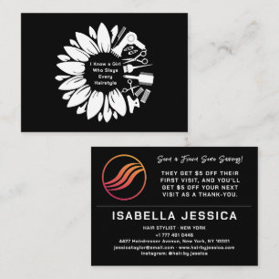 Sonnenblumen Chic Blush & Black Botanical  Elegant Visitenkarte