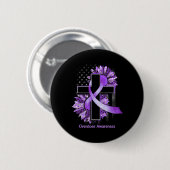 Sonnenblumen Christliche Cross Sonnenblume Überdos Button (Vorne & Hinten)