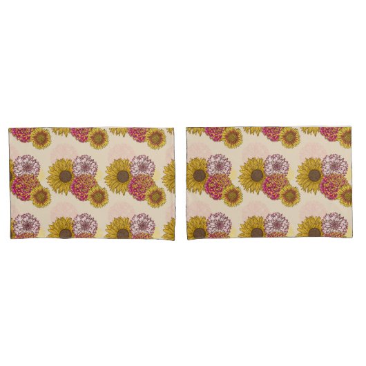 Sonnenblumen, Chrysanthemen, Blumensträuße Kissenbezug (Vorderseite-Set)