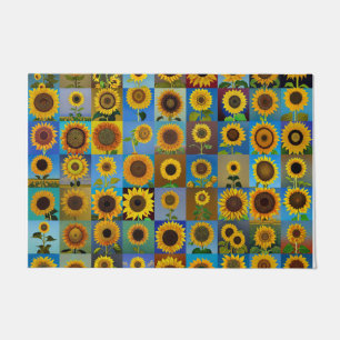 Sonnenblumen-Collage Fußmatte