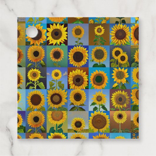 Sonnenblumen-Collage Geschenkanhänger (Vorderseite)
