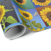 Sonnenblumen-Collage Geschenkpapier (Rolleneckpunkt)
