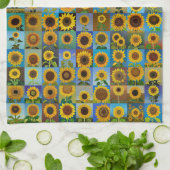 Sonnenblumen-Collage Geschirrtuch (Gefaltet)