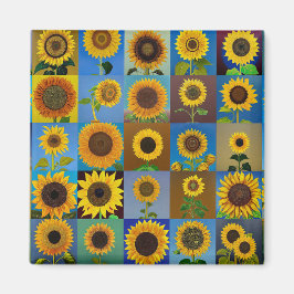 Sonnenblumen-Collage Magnet