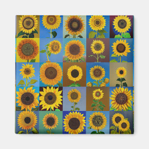 Sonnenblumen-Collage Magnet