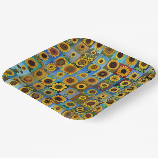 Sonnenblumen-Collage Pappteller (Gewinkelt)