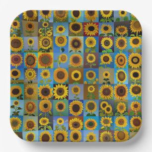 Sonnenblumen-Collage Pappteller