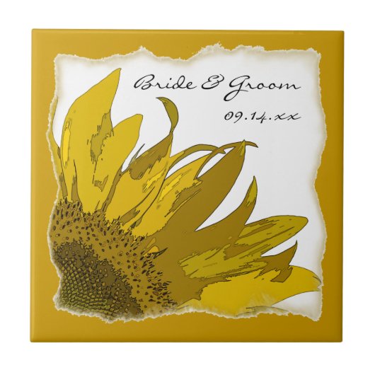 Sonnenblumen-Corner-Hochzeit Fliese (Vorderseite)