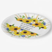 Sonnenblumen Cornflower Brautparty Pappteller (Schrägansicht)