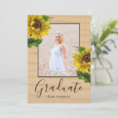 Sonnenblumen Country Chic Graduation Party Einladung (Stehend Vorderseite)