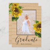 Sonnenblumen Country Chic Graduation Party Einladung (Vorne/Hinten)