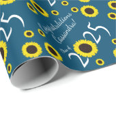 Sonnenblumen Country Graduation Party Blau Geschenkpapier (Rolleneckpunkt)