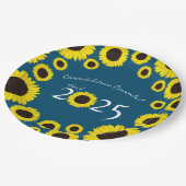 Sonnenblumen Country Graduation Party Blau Pappteller (Schrägansicht)