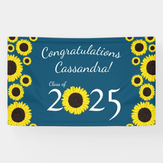 Sonnenblumen Country Graduation Party Blue Banner (Horizontal)