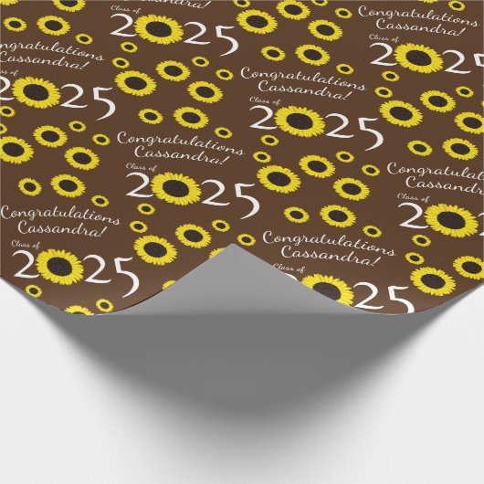 Sonnenblumen Country Graduation Party Brown Geschenkpapier (Ecke)