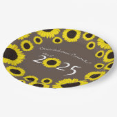 Sonnenblumen Country Graduation Party Brown Paper Pappteller (Schrägansicht)