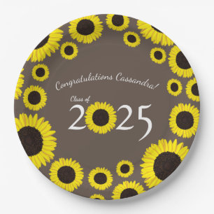 Sonnenblumen Country Graduation Party Brown Paper  Pappteller