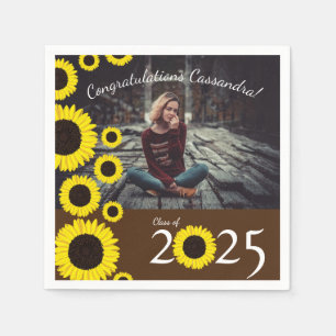 Sonnenblumen Country Graduation Party Brown Serviette