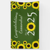 Sonnenblumen Country Graduation Party Grünes Banne Banner (Vertikal)