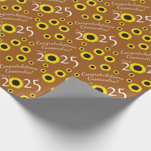 Sonnenblumen Country Graduation Party Rost Orange Geschenkpapier (Ecke)