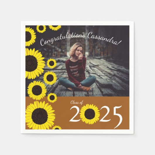 Sonnenblumen Country Graduation Party Rost Orange Serviette (Vorderseite)