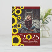 Sonnenblumen Country Maroon Abschluss Ankündigung (Stehend Vorderseite)