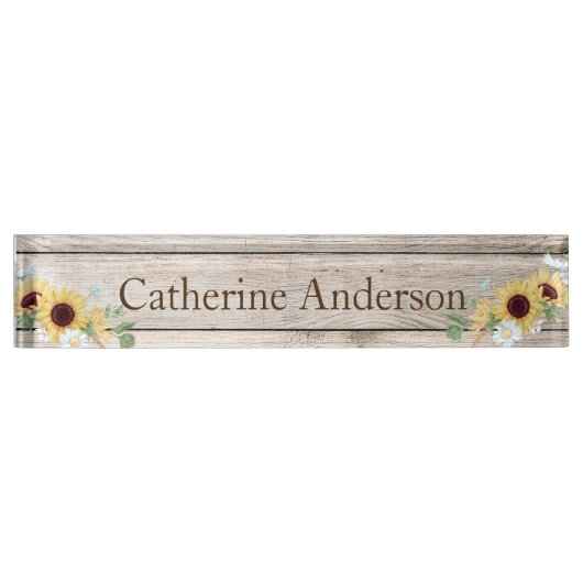 Sonnenblumen Country Western Schreibtisch Name Pla Namensplakette (Vorderseite)
