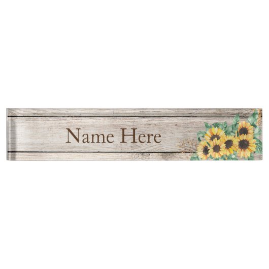 Sonnenblumen Country Western Schreibtisch Name Pla Namensplakette (Vorderseite)
