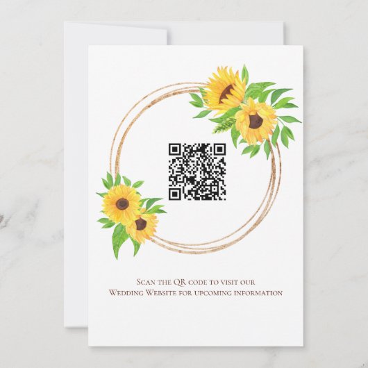 Sonnenblumen Country Yellow Floral QR Code Hochzei Save The Date (Rückseite)